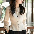 White Temperament Short Shirt Tops Long Sleeve Solid Button Elegant Blouse Spring Autumn New Elegant Fashion Women Clothing
