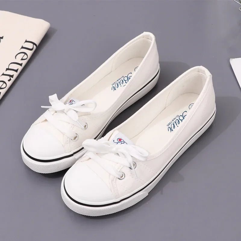 2023Sneakers Shoes for Women Zapatillas Mujer Solid Sapatilha Feminina Zapatilla Tenis Feminino Lace - up White Chaussures Plates - lily supply