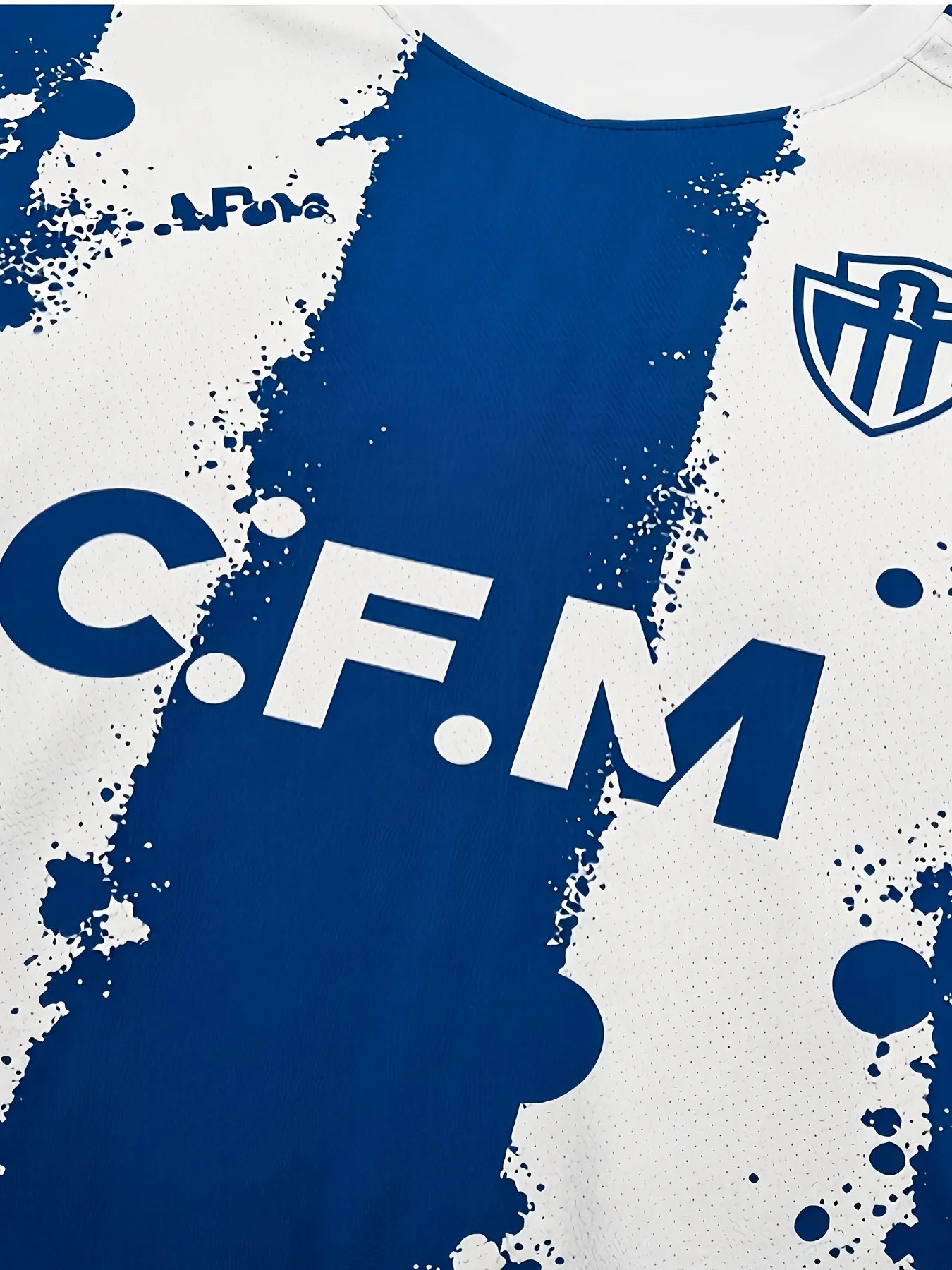 Men’s Football Jersey – Blue & White Stripes with CFM Team Emblem