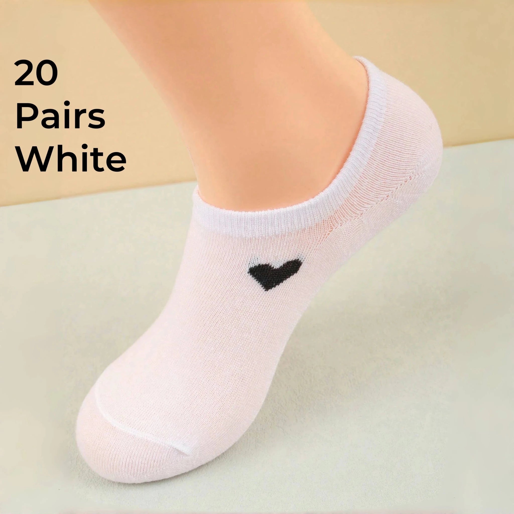 Women's Heart Pattern No - Show Socks – Invisible Ankle Socks - lily supply