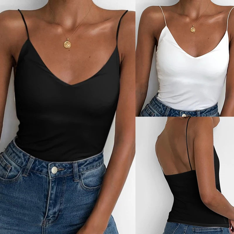 Women's Solid Sleeveless Slim Camisole Vest