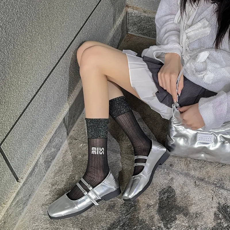 Women's Ballet Lace Glass Wire Transparent Socks – Sheer Ankle Socks - lily supply