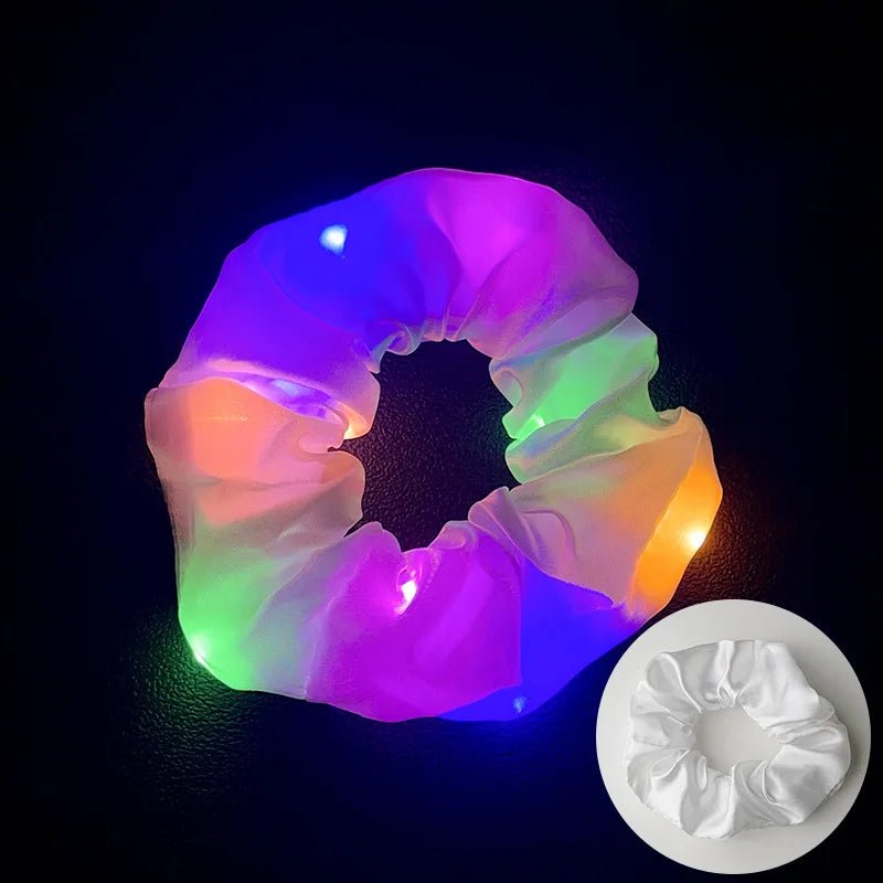 10pc LED Light Up Hair Scrunchie - Elastic Satin Party Ponytail Holder - lily supply