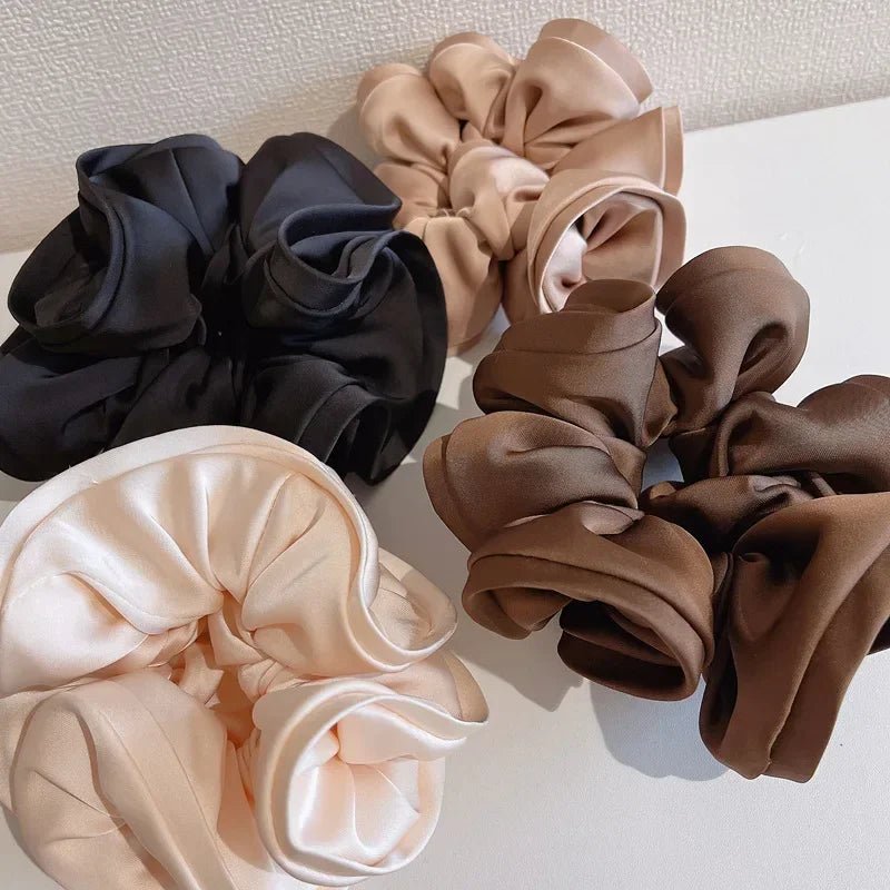 Korean Big Size Ruffle Scrunchie - Elegant Ribbon Updo Hair Ties - lily supply