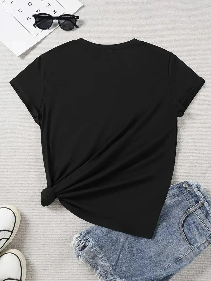 Women's T-shirt with Sunday Running Club Graphic,Double Sided Short Sleeve Outdoor Sports Top Women's Casual Loose T Shirt - lily supply