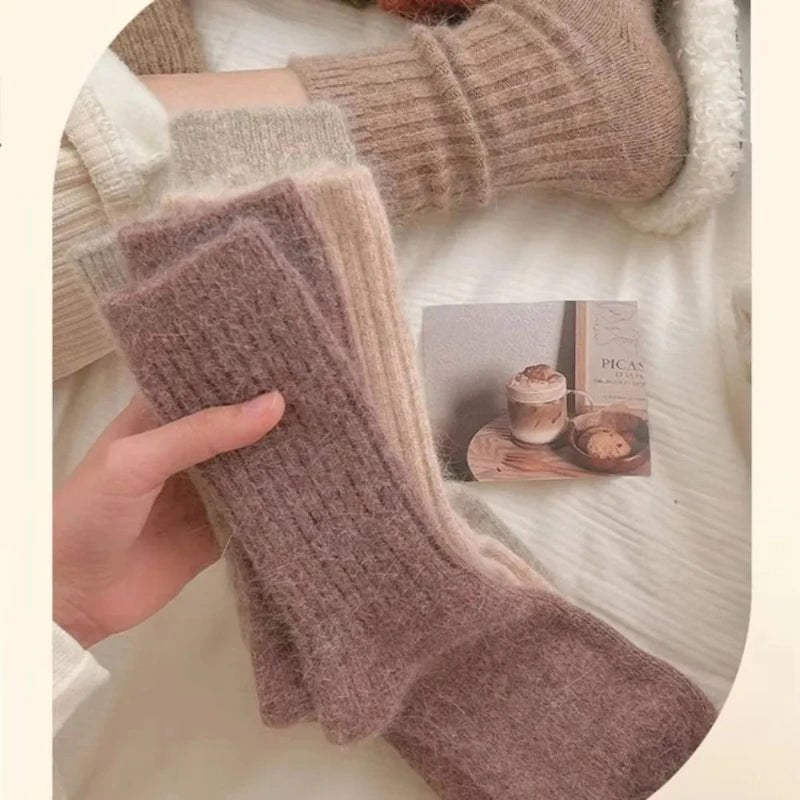 Women's Cashmere Wool Thermal Long Socks - Harajuku Style Winter Warm Sox - lily supply