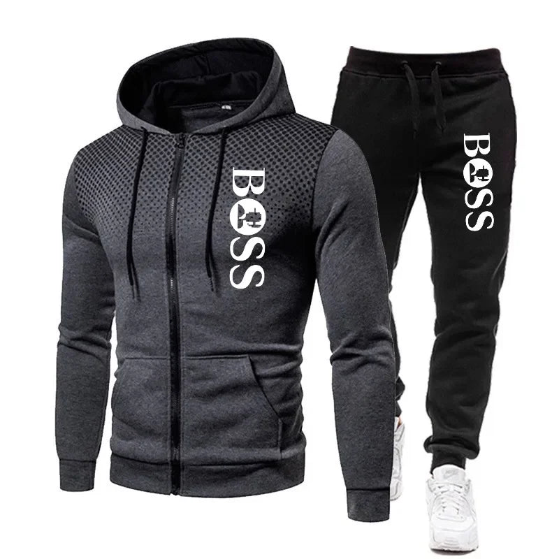 Men's Hooded Jacket & Jogging Pants Set - Basketball Fitness 2-Piece 2025