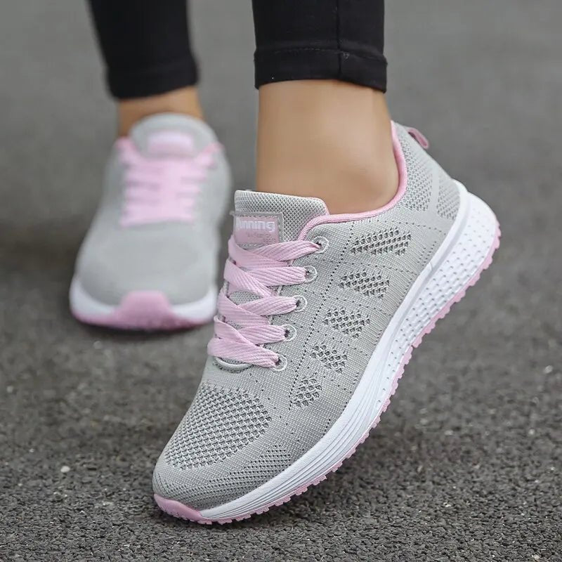 Women Casual Shoes Fashion Breathable Walking Mesh FlatShoesSneakers White Female Footwear - lily supply