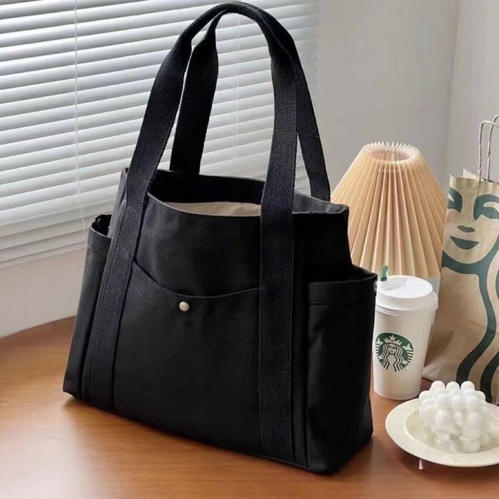 Large Canvas Tote Bag - College Style Commute Student Book Shoulder Bag - lily supply