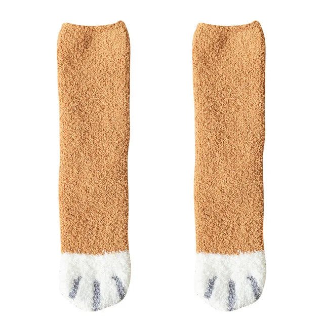 Women's Kawaii 3D Dog & Cat Paw Fleece Socks – Cute Fluffy Socks - lily supply