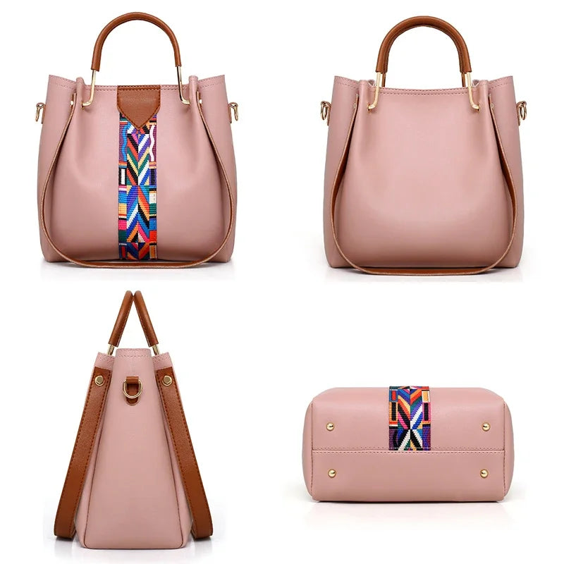 Women's Bag Luxury Handbag Large Capacity Tote 4 Pcs Ladies Bag Fashion Shoulder Bag Wallet Card Bag