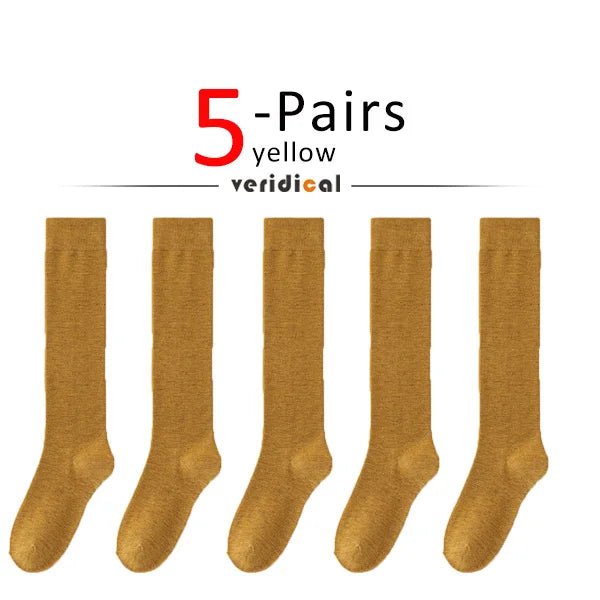 Women's Organic Cotton Thigh High Knee Socks – Solid Colour Long Socks - lily supply