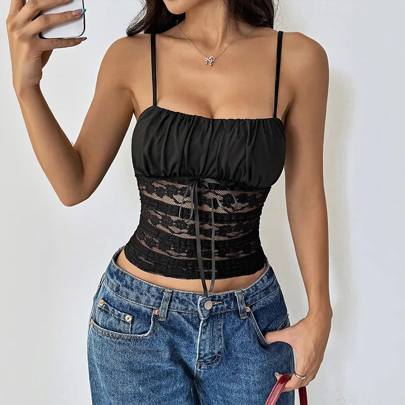 Women's Slim Lace Suspender Cami Vest