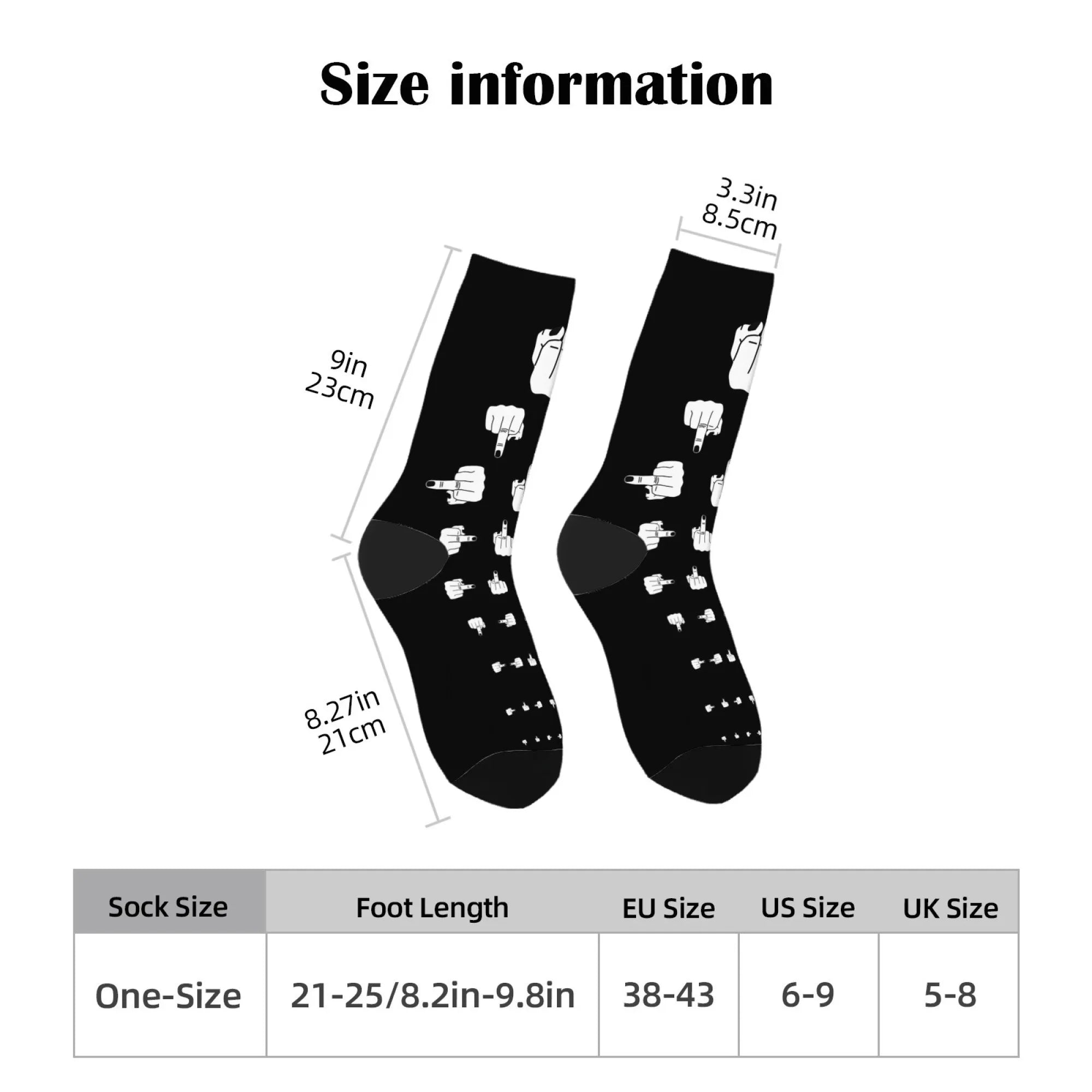 Men's Funny Finger Art Harajuku Socks - Hip Hop Novelty Party Happy Gift Socks