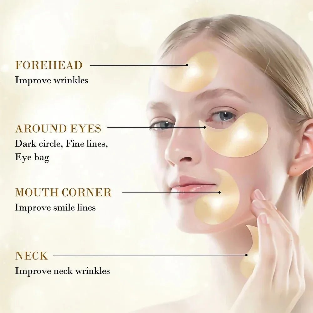Collagen Eye Mask 60pcs 24K Gold Seaweed Anti Dark Circles Removal Eye Bags Moisturizing Firming Hyaluronic Acid Eye Patches - lily supply