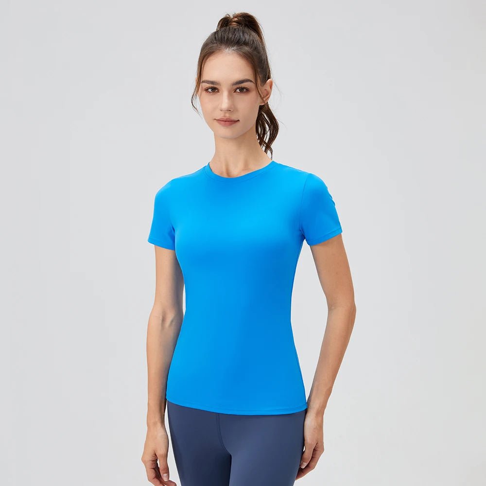 2024 Women Sports Shirt Tight Yoga top Quick Dry Gym Top Outdoor Short Sleeve Running Sportswear Women T-shirts - lily supply