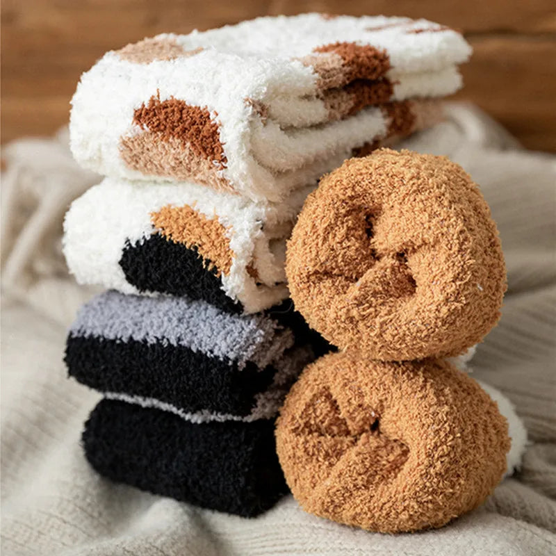 Women's Kawaii 3D Dog & Cat Paw Fleece Socks – Cute Fluffy Socks