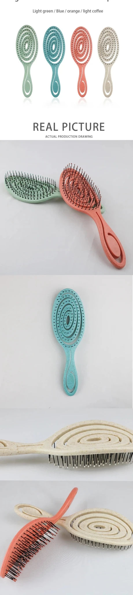 Bristle Nylon Hair Massage Comb - Curly Detangle Salon Hairbrush - lily supply