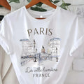 90s T Shirt Paris Women Print T-shirt Girl Short Sleeve Crew Neck Casual Top for Summer Spring Women's Clothing - lily supply