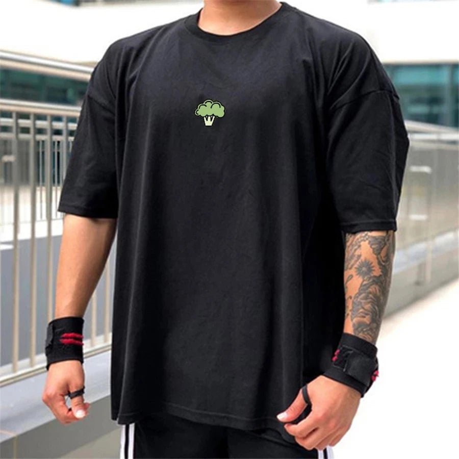High Qualit gyms T shirt Men Bodybuilding print loose T-shirt Workout Fitness Tees Men Clothing cotton Short Sleeve Sports Shirt - lily supply