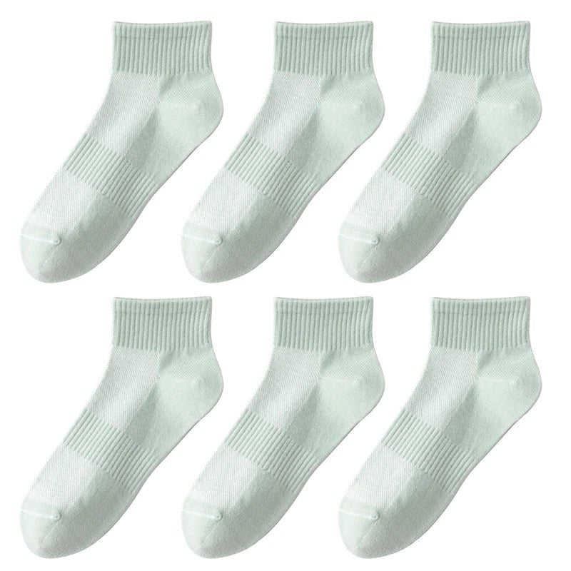 Women's 100% Cotton Short Sports Socks - 6 Pairs Breathable Mesh Low Top - lily supply