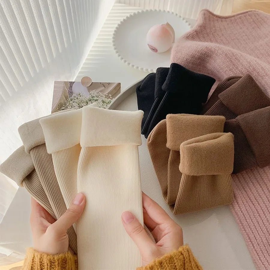 Women's Fuzzy Warm Snow Socks - 5 Pairs Thickened Sleeping Floor Stockings - lily supply
