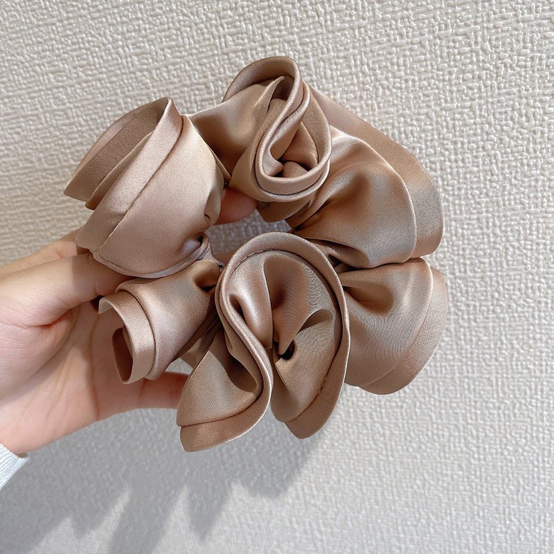 Korean Big Size Ruffle Scrunchie - Elegant Ribbon Updo Hair Ties - lily supply