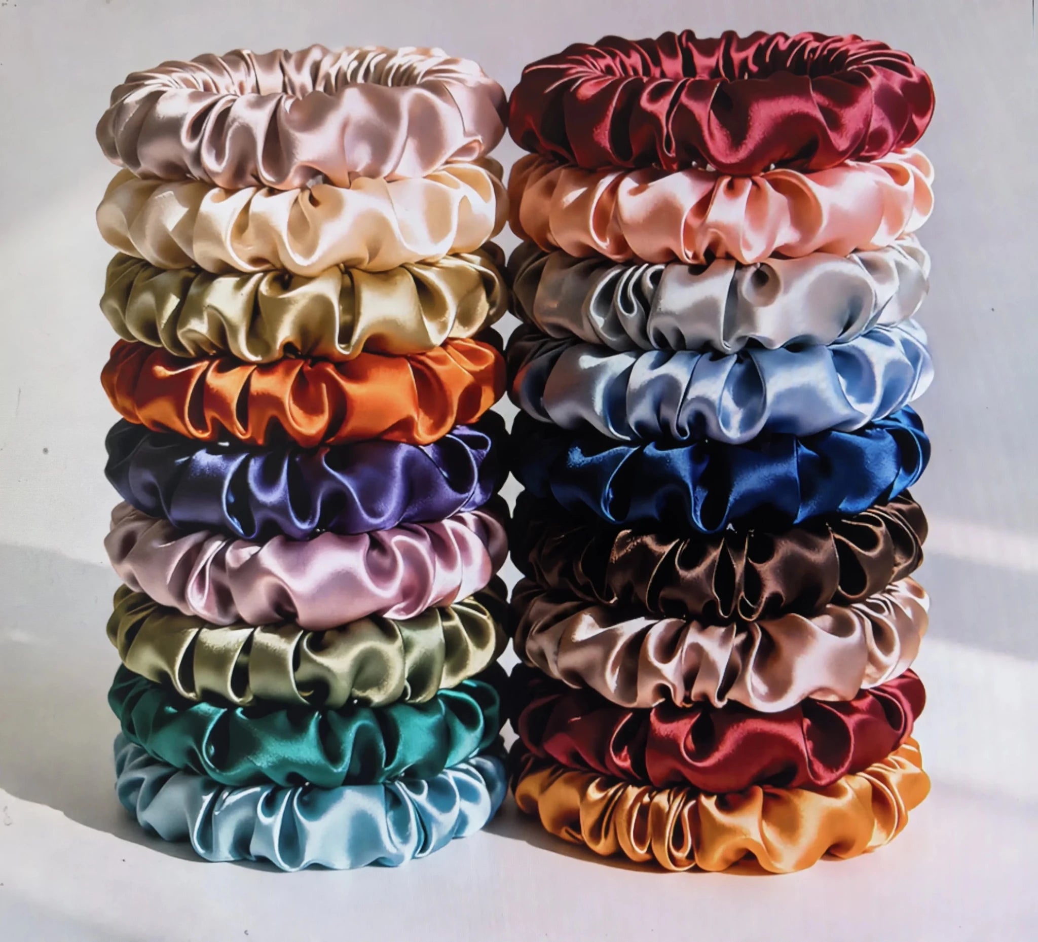 19pcs Non - Damaging Thin Scrunchies Set - Multi - Colour Mix - lily supply