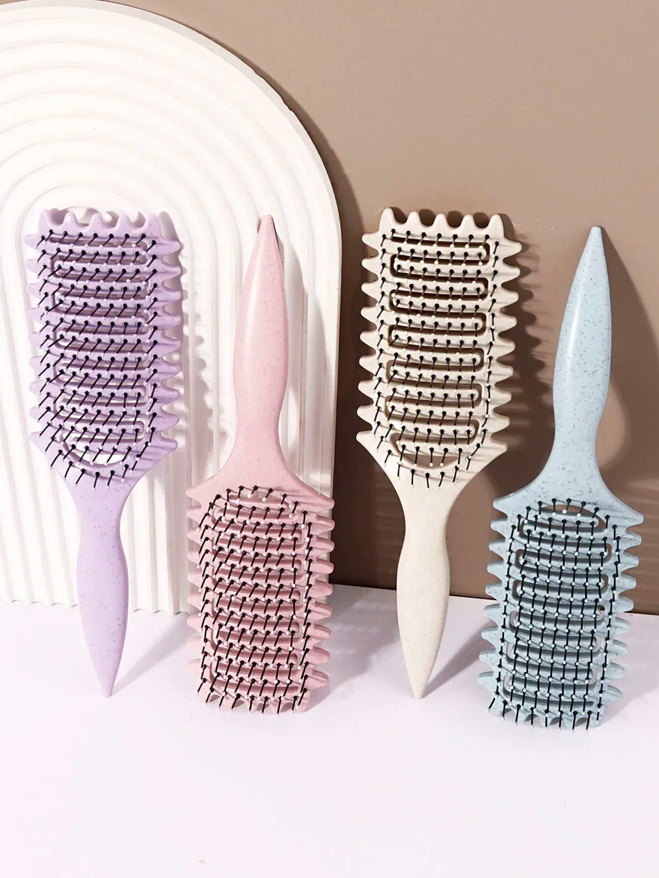 Curling Styling Brush - Hollow Massage Comb for Real Hair & Wigs - lily supply