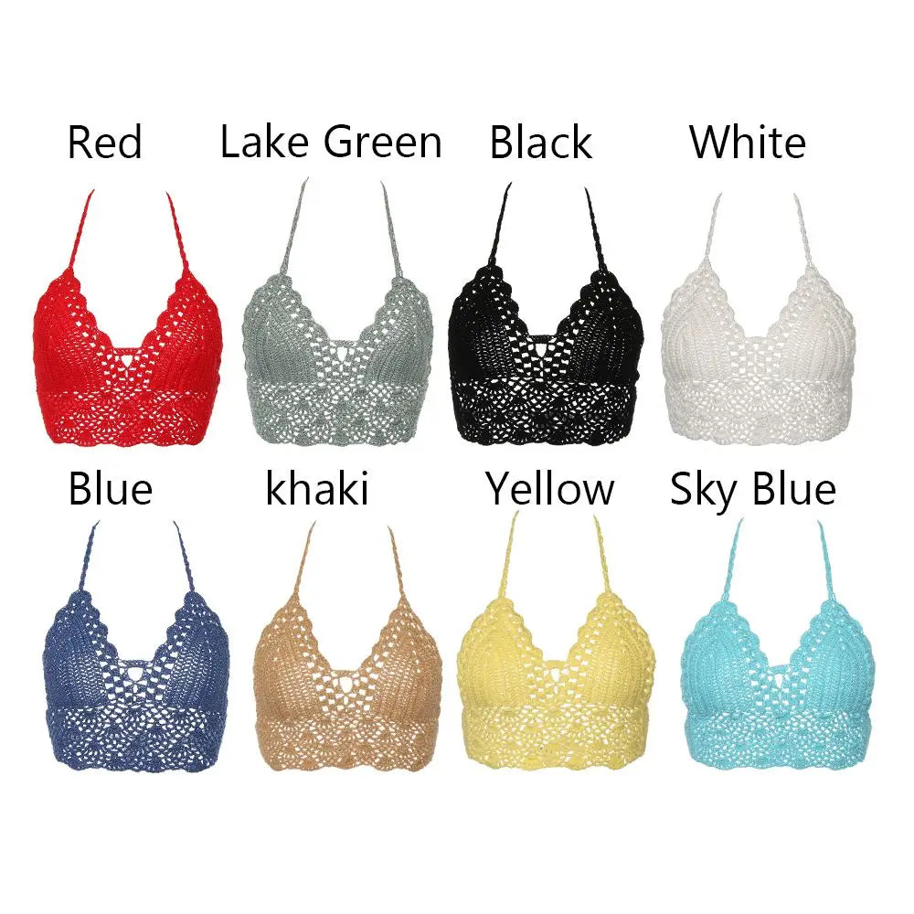 Women's Crochet Knit Halter Bralette