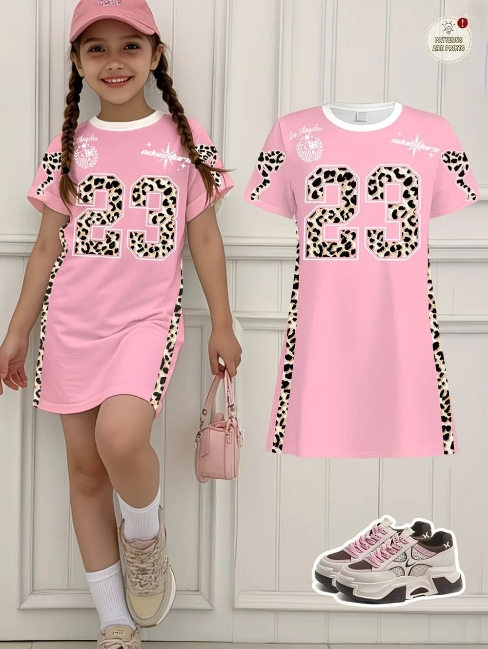 Girls Sports Jersey Dress Number 3D Print Crew Neck Short Sleeve Summer Dresses Outdoor Baseball Sport Style Causal Girl Clothes - lily supply