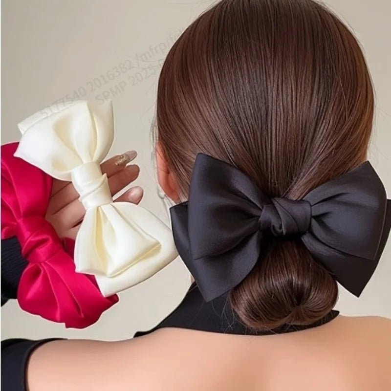 French Bow Scrunchie - Elastic Hair Tie with Ribbon Flutter - lily supply