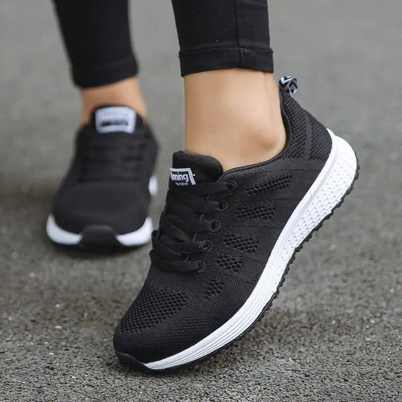 Women Casual Shoes Fashion Breathable Walking Mesh FlatShoesSneakers White Female Footwear - lily supply