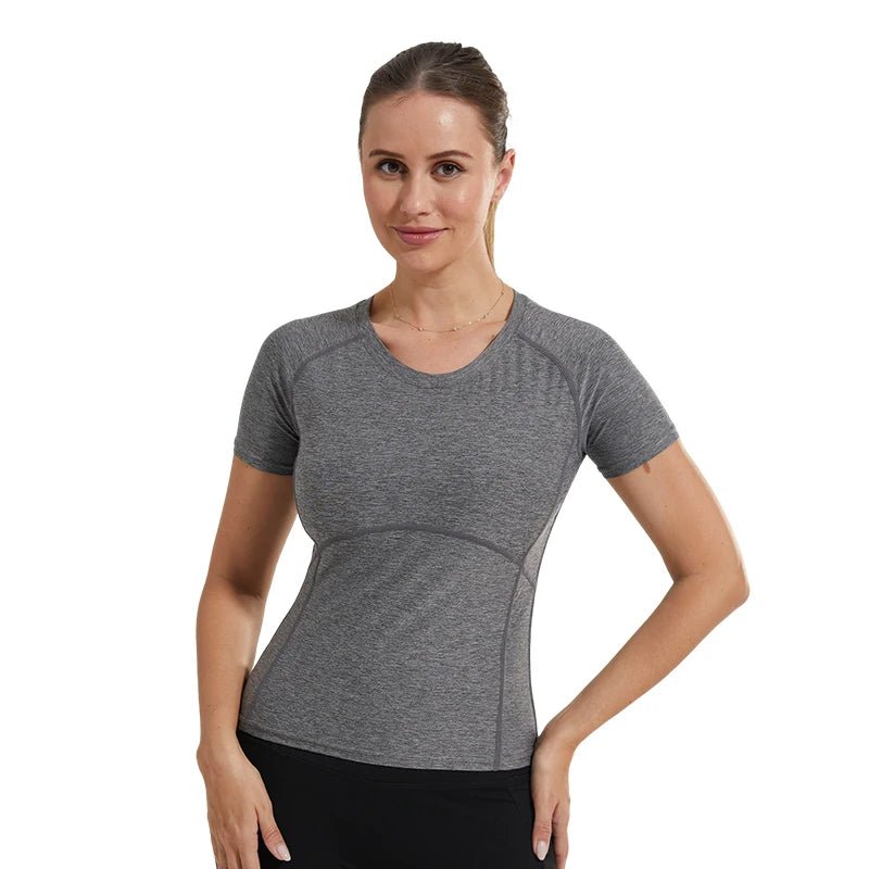Womens Compression Shirts Short Sleeve Athletic Sports Quick Dry Compression Tops for Women Running Workout Shirt Yoga Shirts - lily supply