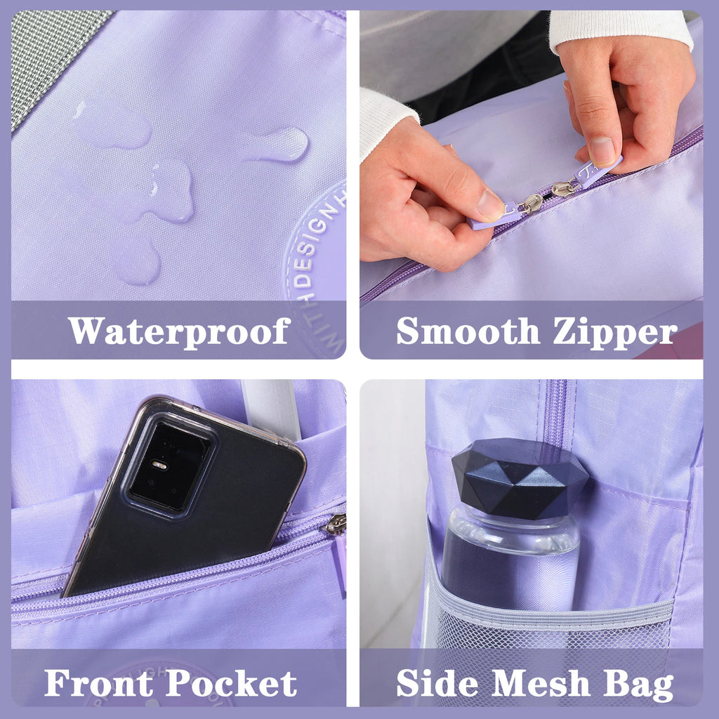 Travel Bag Foldable Duffle Bag for Women Men Carry On Tote Lightweight Sports Gym Tote Weekender Overnight Bag