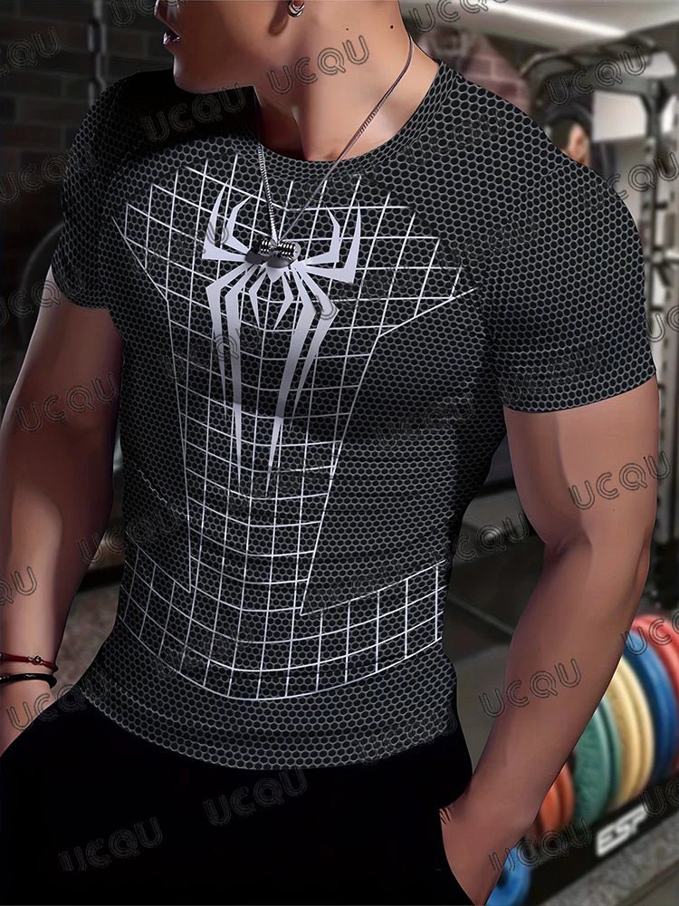 Men's sports short - sleeved T-shirt with 3D superhero print - summer adult quick - drying and breathable running sports shirt - lily supply
