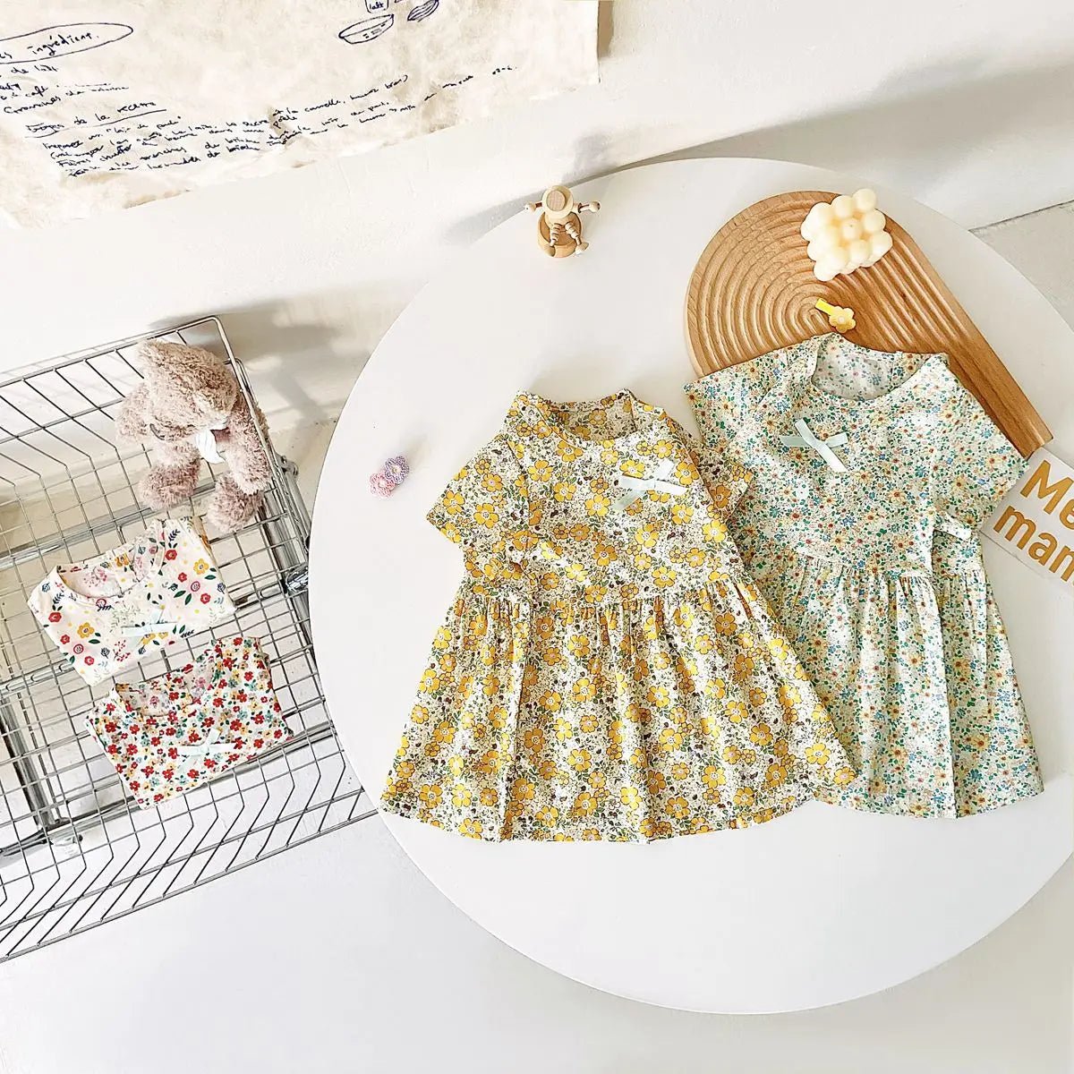 Baby Girls Floral Cotton Summer Dress | Short Sleeve Casual Holiday Dress 6M - 4Y - lily supply