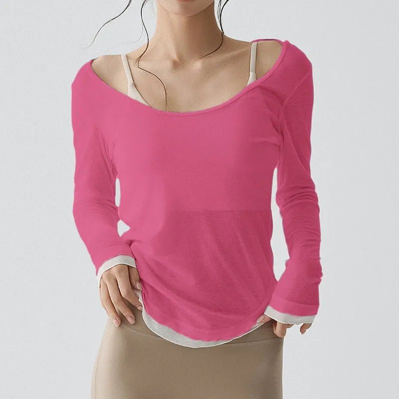 Women's Long Sleeve Sports Shirt Yoga Wear Fitness T-Shirt Quick - dry Running T-shirt Workout Top Female Gym Shirt Clothing - lily supply