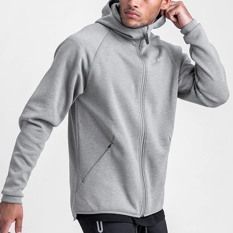 Men's Fitness Hooded Zip Sweatshirt - Casual Gym Hoodie Jacket