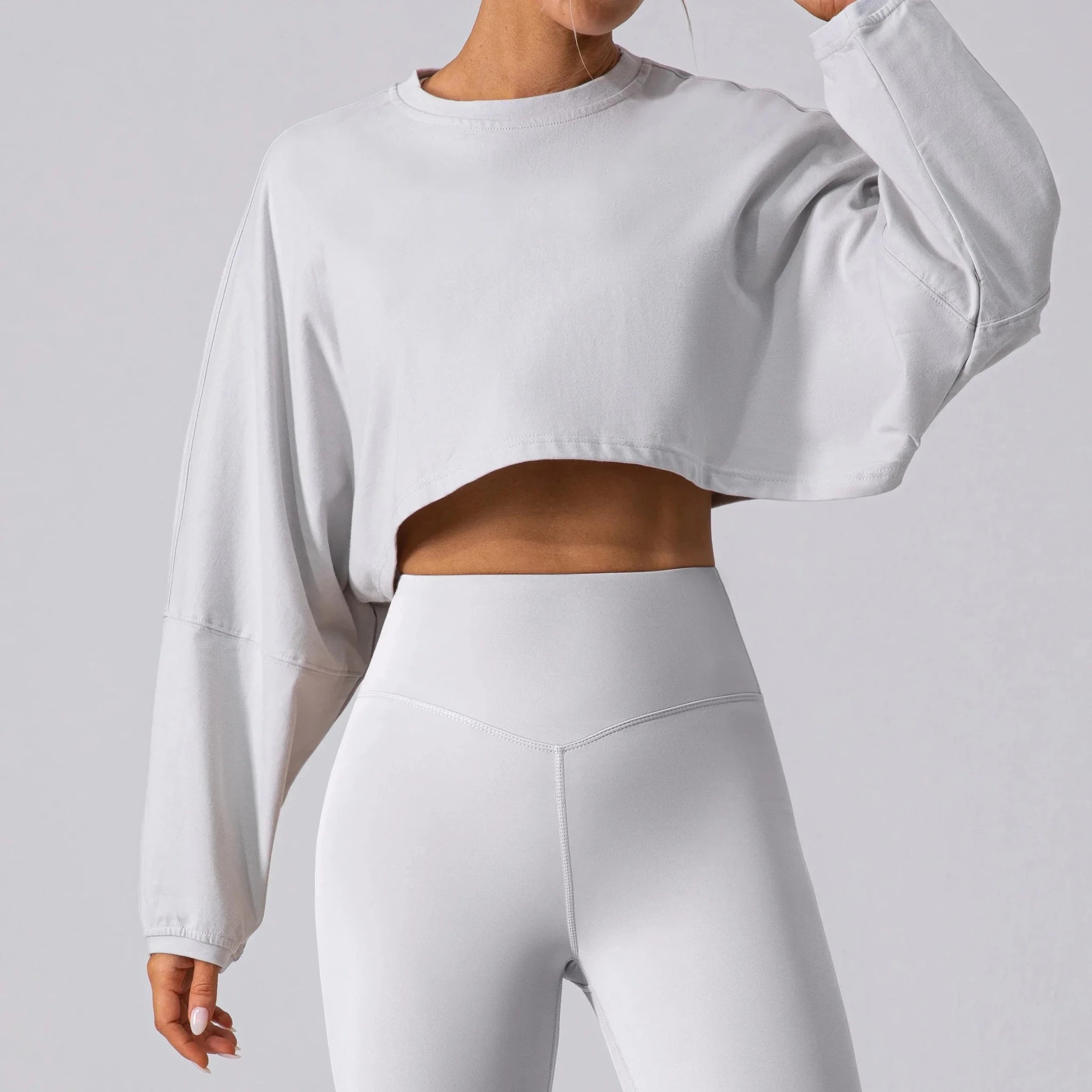Women Sports Crop Top Long Sleeve T-Shirts Yoga Loose Tops Gym Clothing Outdoor Fitness Running Yoga Shirts Workout Clothes - lily supply