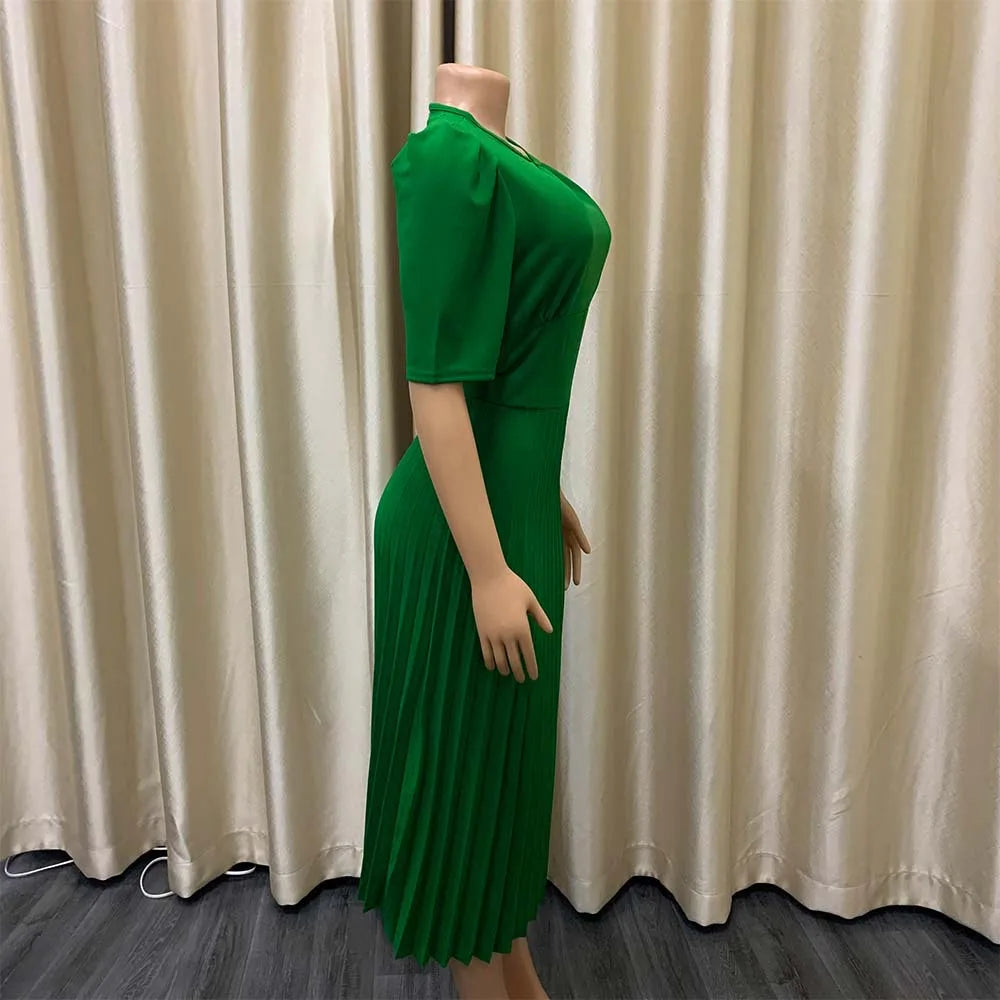 Women's Pleated Midi Work Dress
