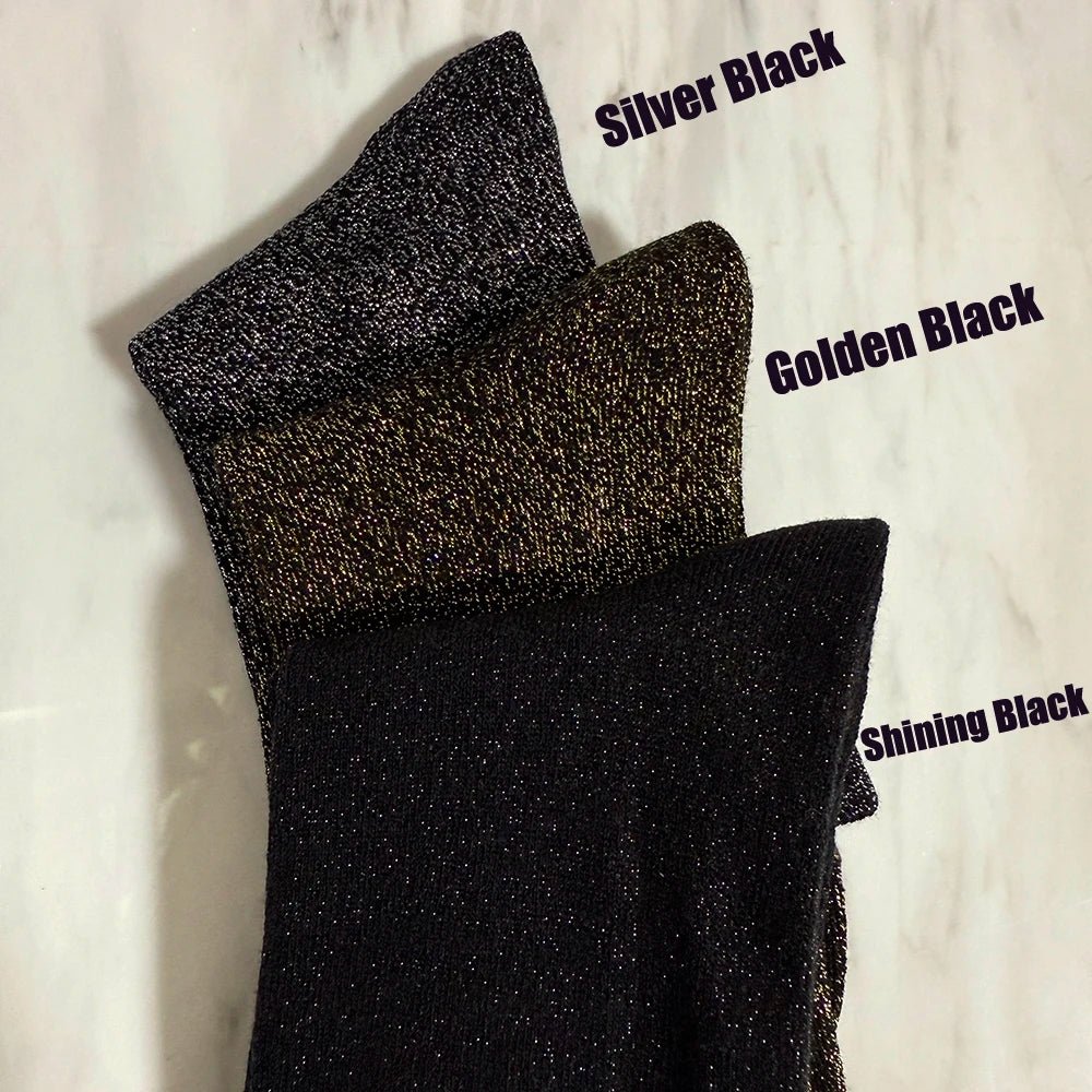 Women's Shiny Gold & Silver Silk Socks – Metallic Glam Ankle Socks - lily supply