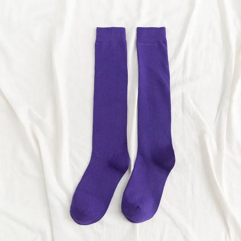 Women's Cotton Knee High Black Calf Socks – Classic Long Socks - lily supply