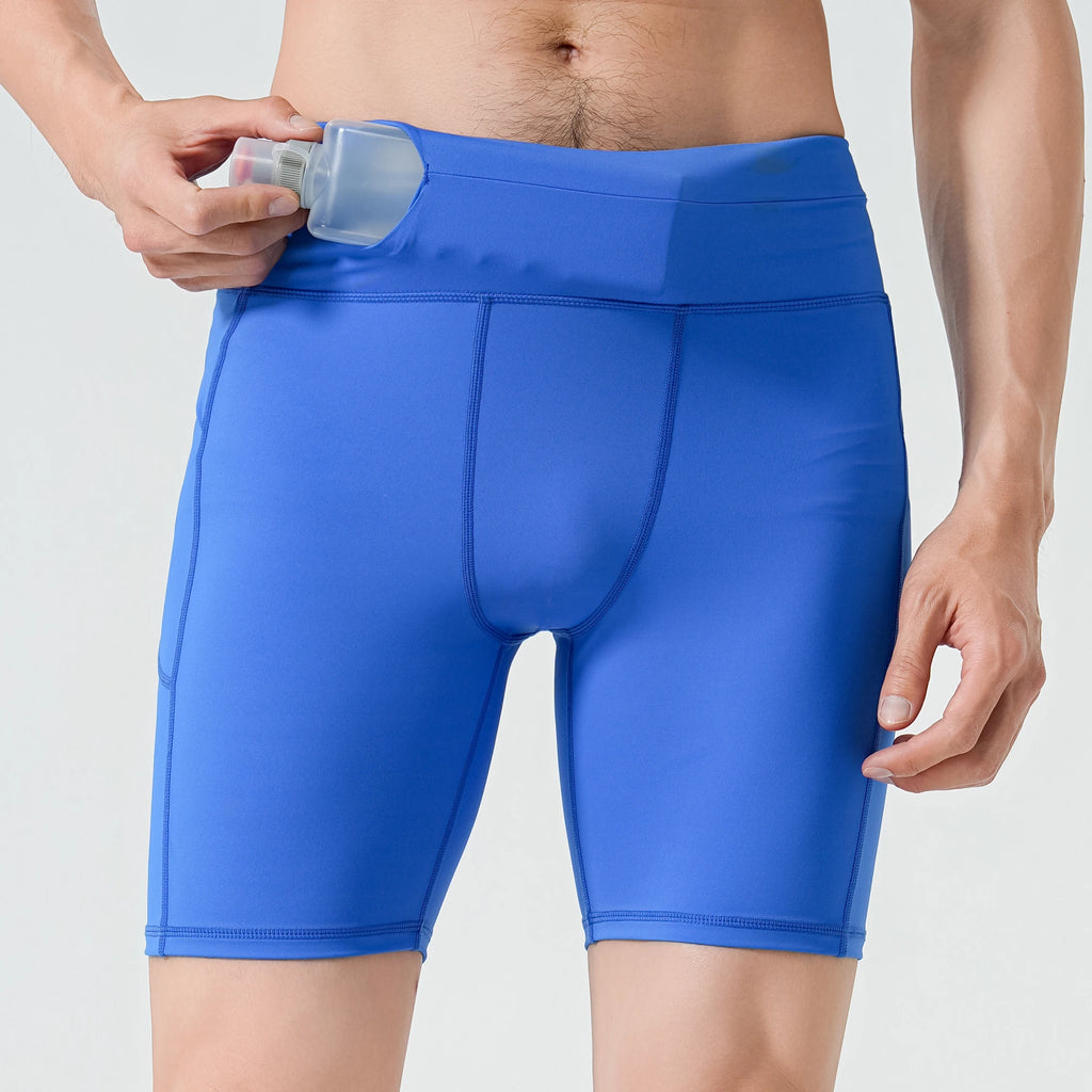 Men's Compression Running Shorts – 4 Pockets Waterproof Cycling Leggings