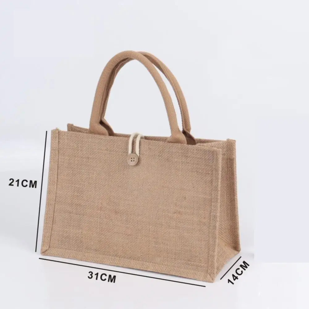 Women's Linen Burlap Beach Tote Bag - Eco Portable Shoulder Handbag