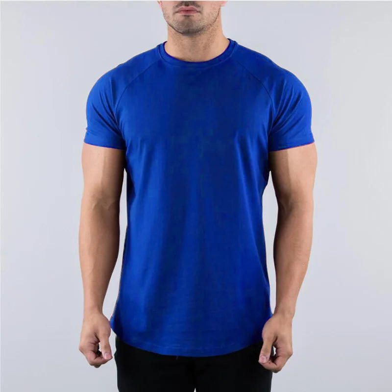 Men's Summer Skinny Casual T-Shirt Short Sleeve Tee Male Gym Fitness Sport Cotton Tops Man Running Workouts Sweatshirt Clothing - lily supply