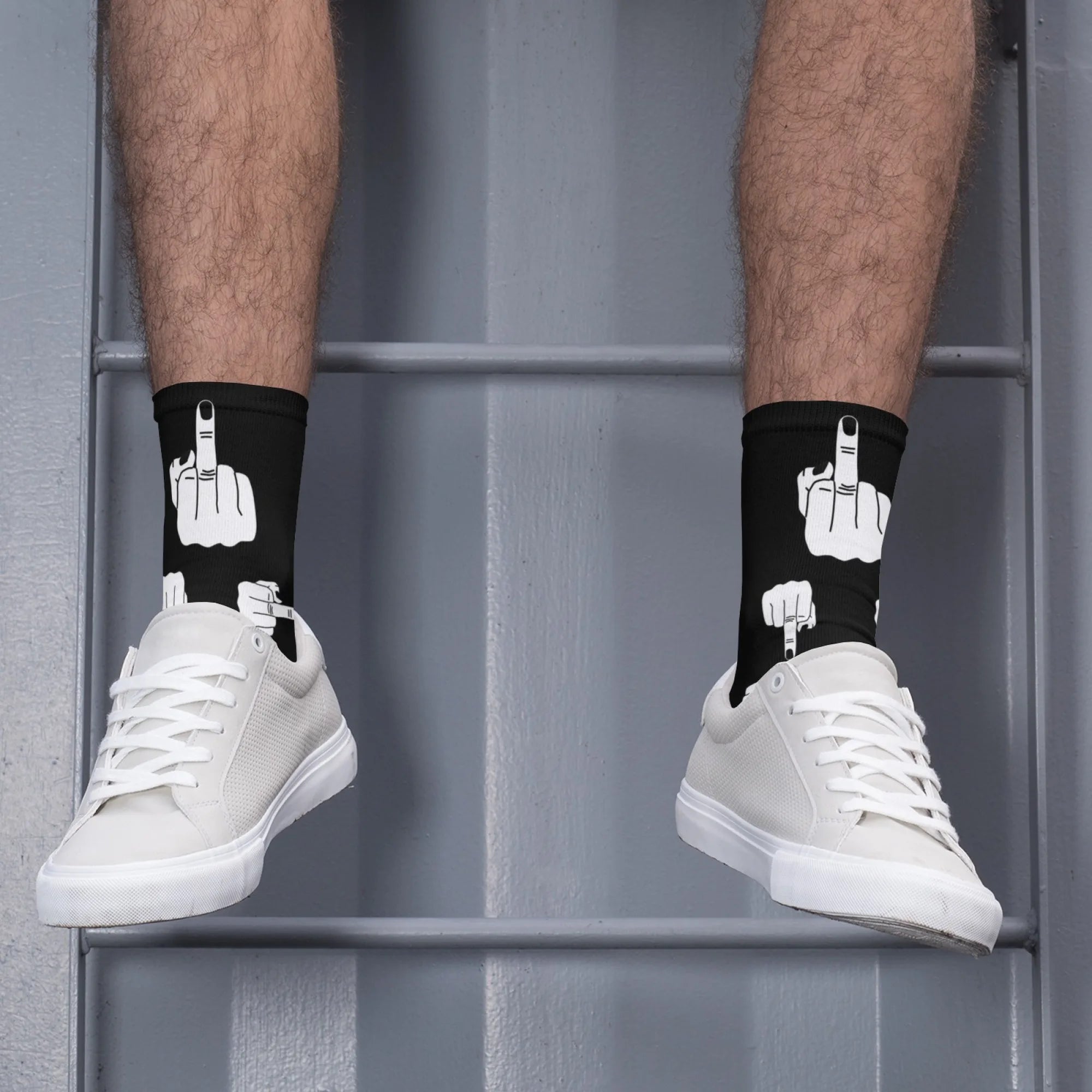 Men's Funny Finger Art Harajuku Socks - Hip Hop Novelty Party Happy Gift Socks - lily supply