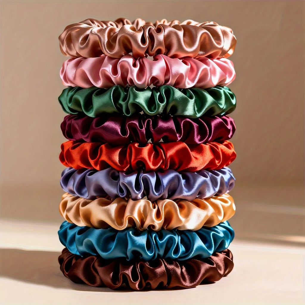 19pcs Non - Damaging Thin Scrunchies Set - Multi - Colour Mix - lily supply
