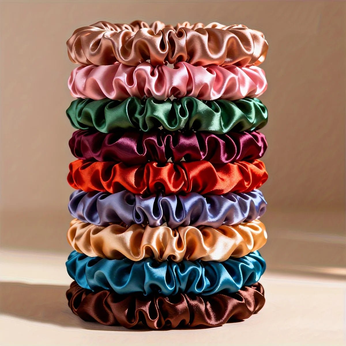 19pcs Non - Damaging Thin Scrunchies Set - Multi - Colour Mix - lily supply