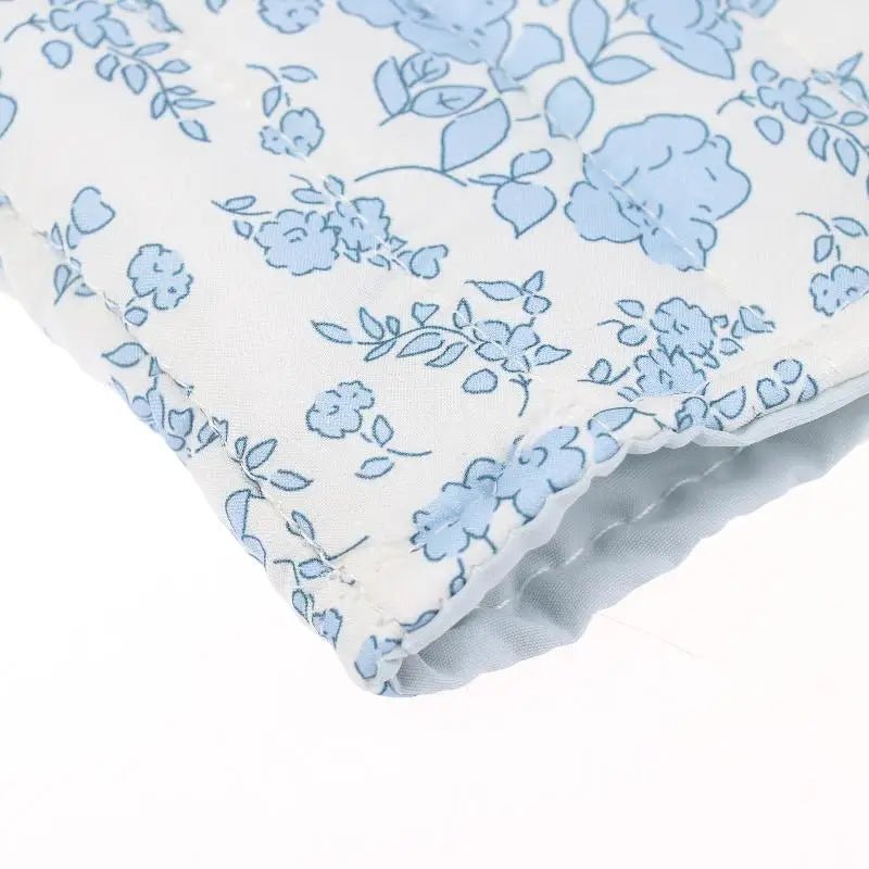 Blue Floral Bow Cotton Linen Tote Bag - Lightweight Daily & Beach Shoulder Bag - lily supply